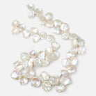 10x10-16x14mm Rose' Off White top drilled Keshi Freshwater Pearls AAA 15.5 inch 48 pcs - Beadsofcambay.com