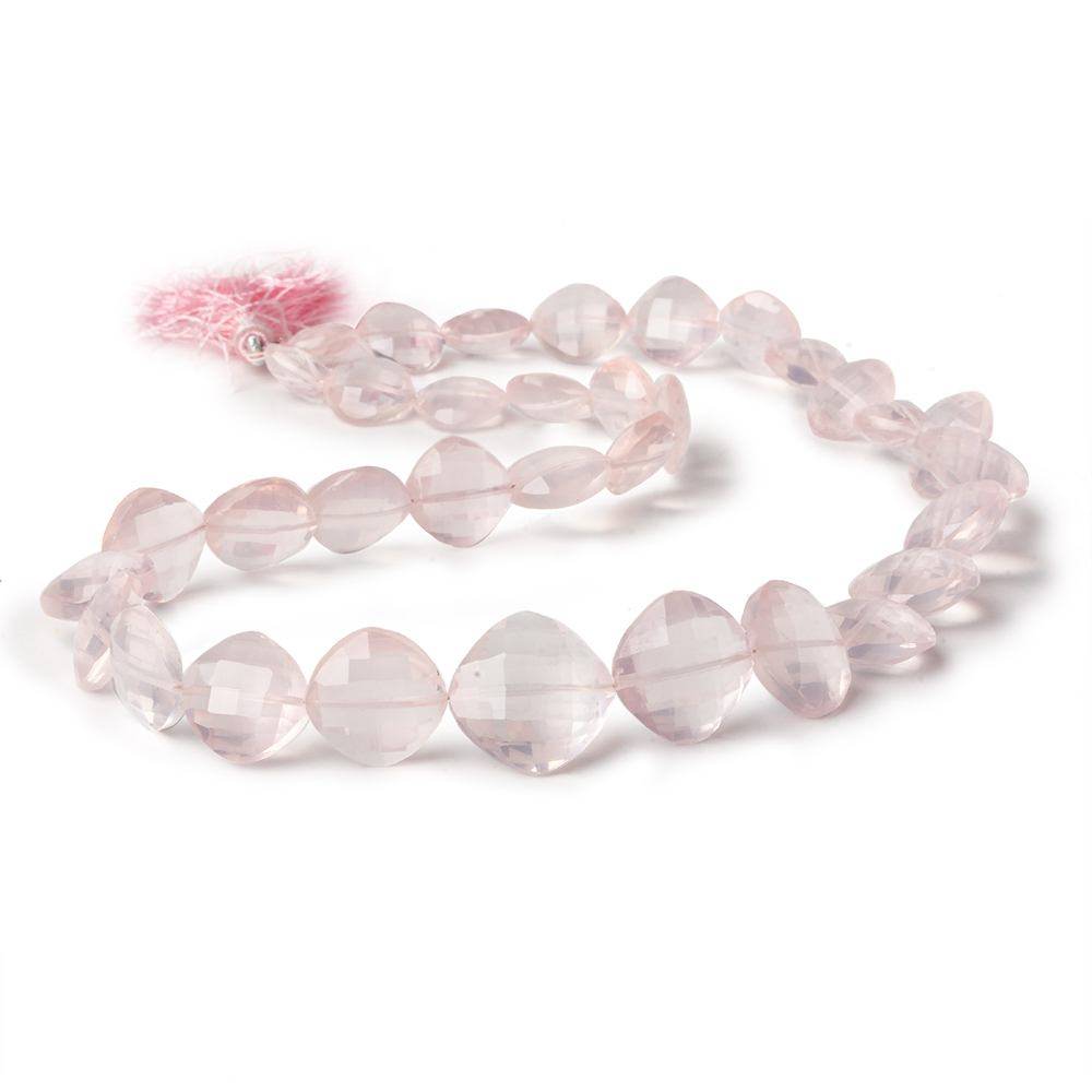 10x10-16x16mm Rose Quartz faceted pillows Beads 16.5 inch 34 pieces AA - Beadsofcambay.com