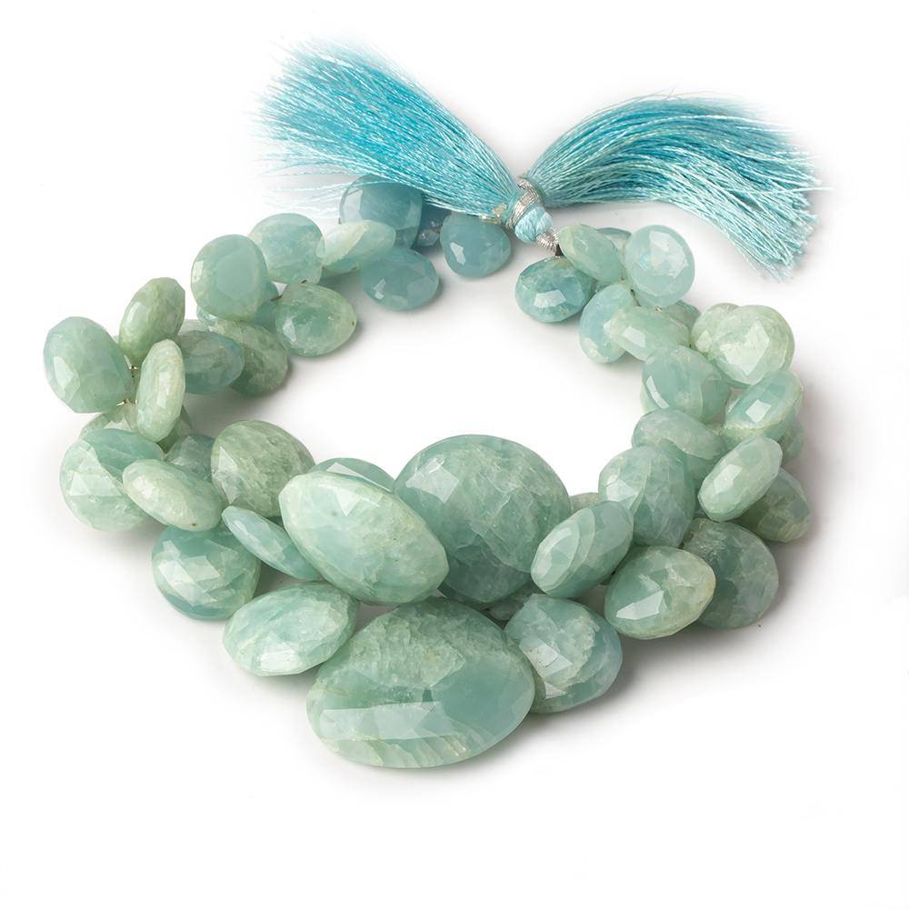 10x10-26x26mm Milky Aquamarine Faceted Heart Beads 8.5 inch 52 pieces - Beadsofcambay.com