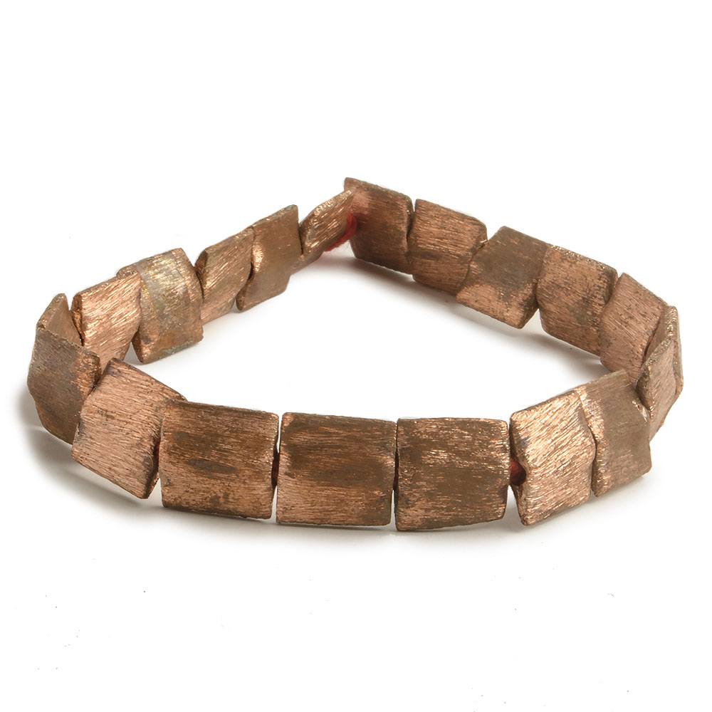 10mm Copper Brushed Square Beads 8 inch 20 pieces - Beadsofcambay.com