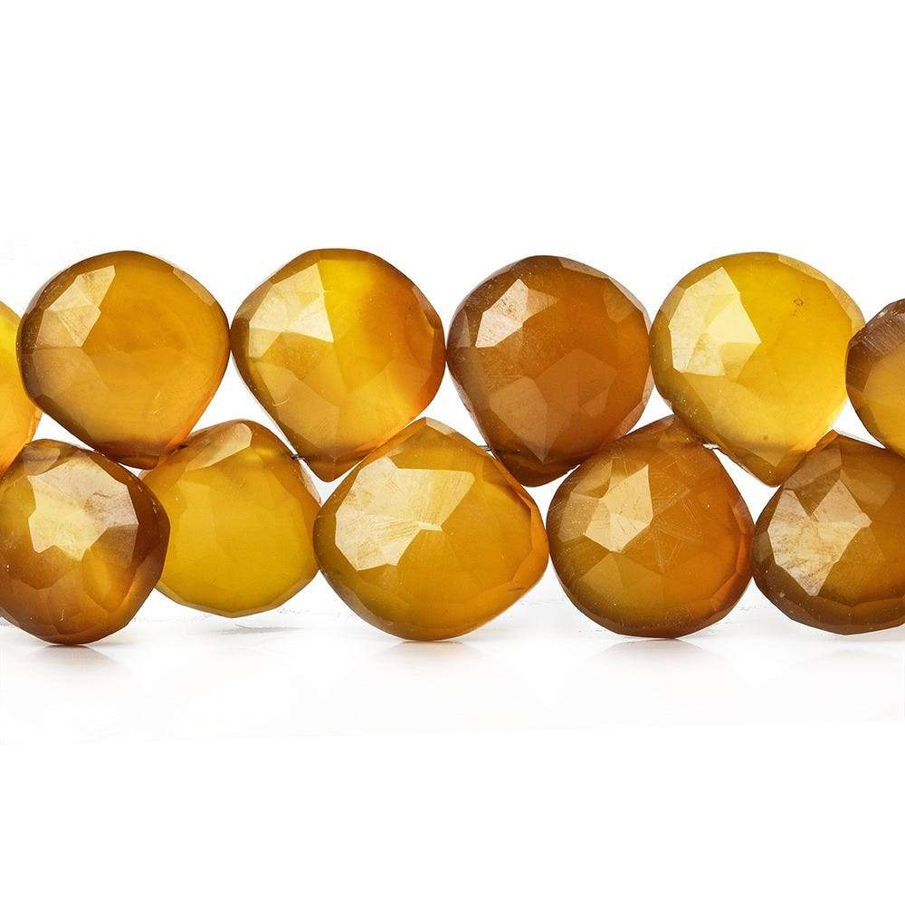 10x10mm Golden Amber Chalcedony faceted hearts 8 inch 40 pcs - Beadsofcambay.com