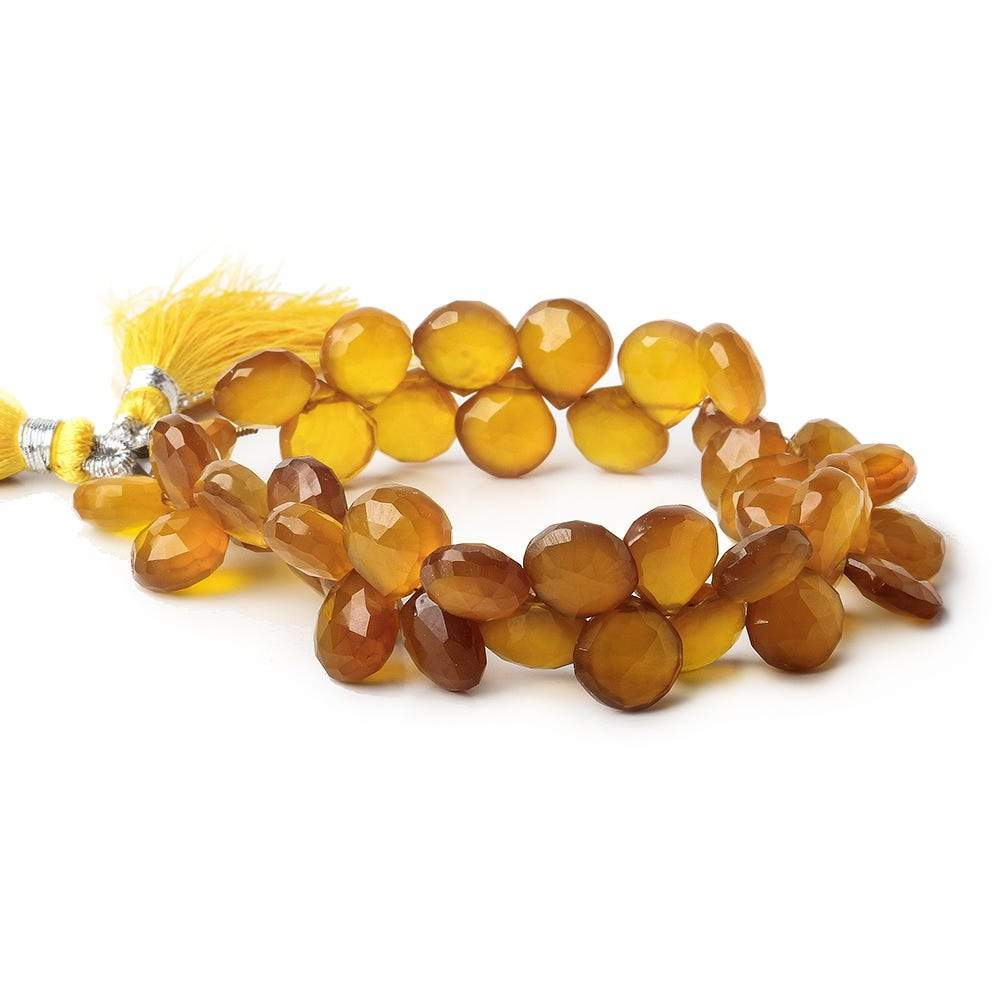 10x10mm Golden Amber Chalcedony faceted hearts 8 inch 40 pcs - Beadsofcambay.com