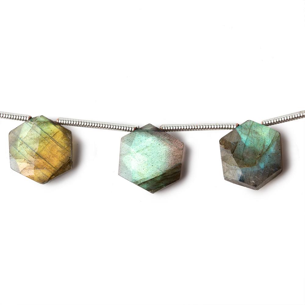 10x10mm Labradorite faceted hexagon top drilled beads 7 inch 12 pieces - Beadsofcambay.com