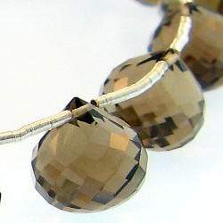 10x10mm Smoky Quartz `Candy Kiss` Beads 8 inch - Beadsofcambay.com