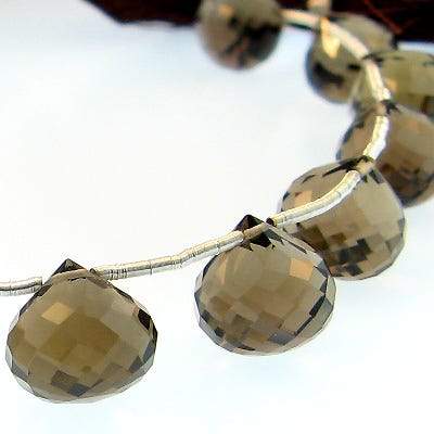 10x10mm Smoky Quartz `Candy Kiss` Beads 8 inch - Beadsofcambay.com