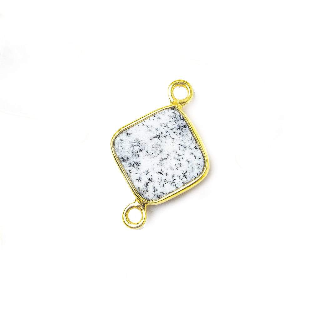 10x10mm Vermeil Bezel Dendritic Opal Square Connector 1 piece - Beadsofcambay.com