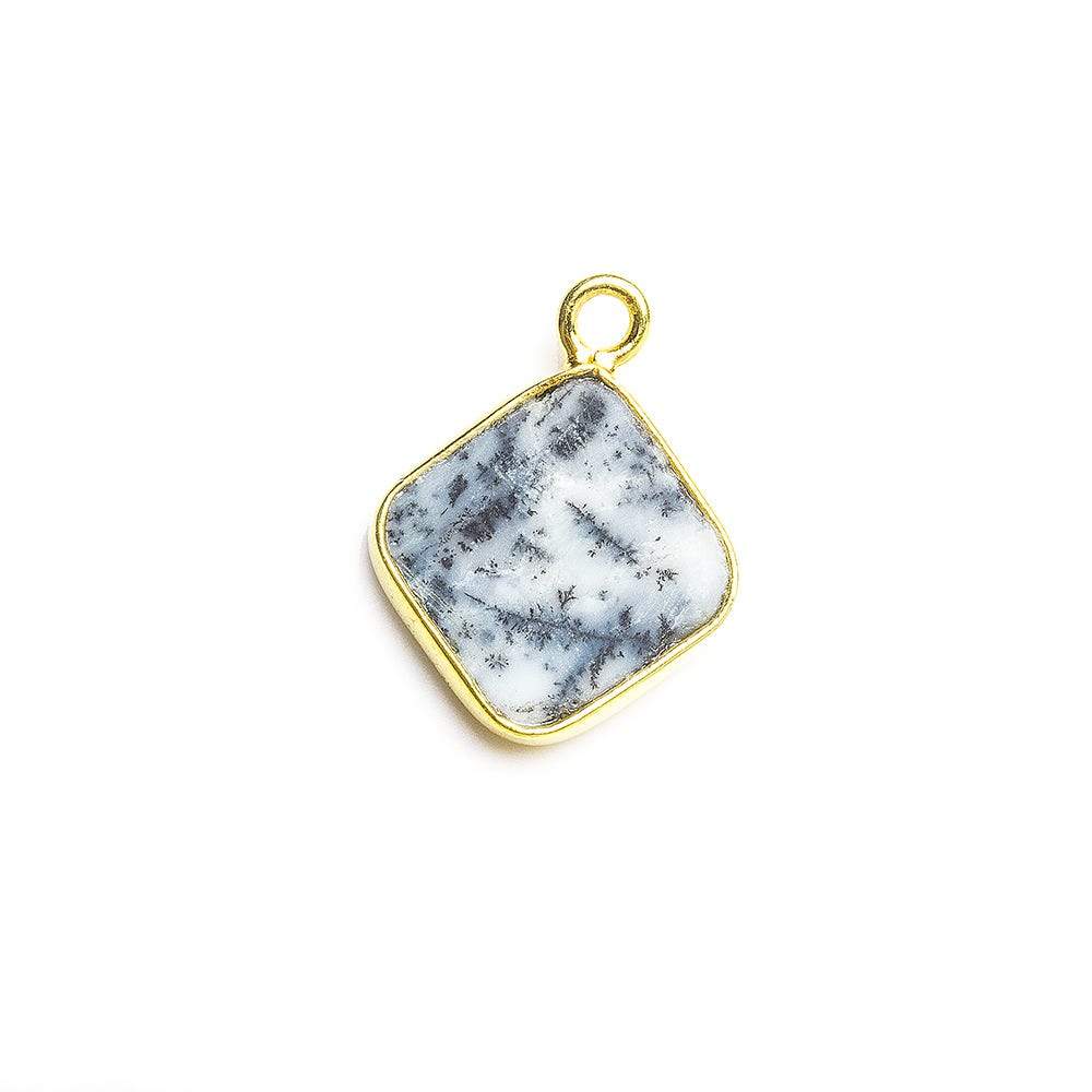 10x10mm Vermeil Bezel Dendritic Opal Square Pendant 1 piece - Beadsofcambay.com