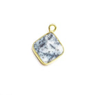 10x10mm Vermeil Bezel Dendritic Opal Square Pendant 1 piece - Beadsofcambay.com