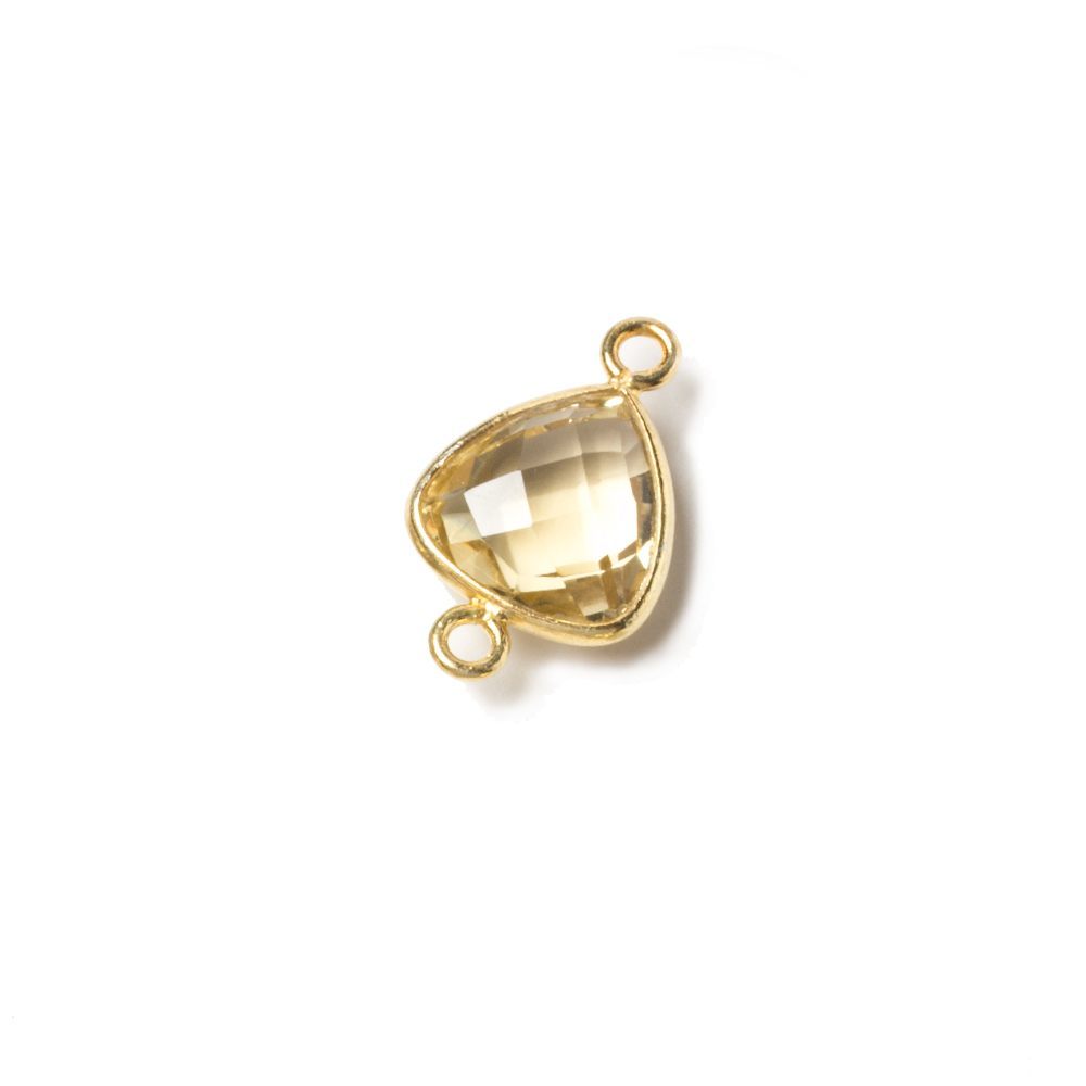 10x10mm Vermeil Bezeled Citrine trillion Connector 1 piece - Beadsofcambay.com