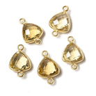 10x10mm Vermeil Bezeled Citrine trillion Connector 1 piece - Beadsofcambay.com