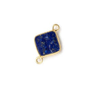 10x10mm Vermeil Bezeled Lapis plain square Connector 1 focal bead - Beadsofcambay.com