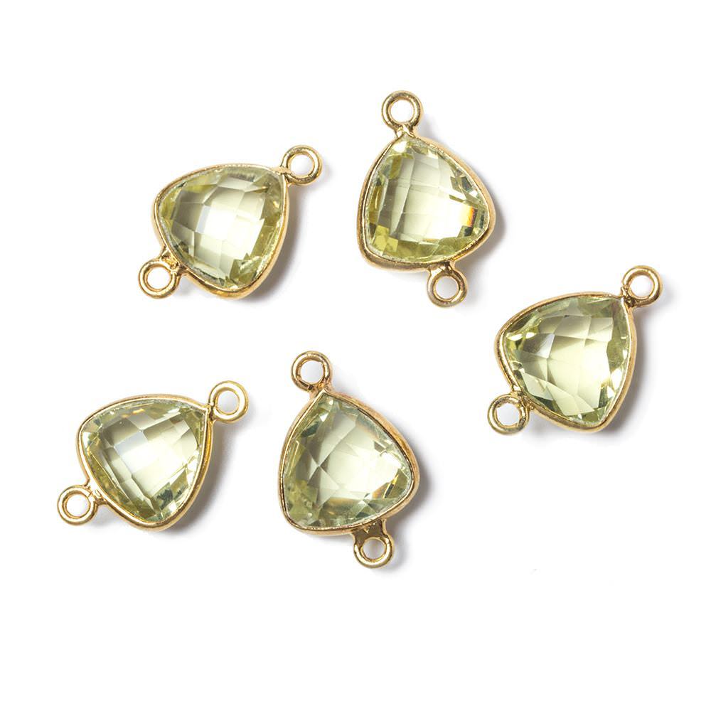 10x10mm Vermeil Bezeled Lemon Quartz trillion Connector 1 piece - Beadsofcambay.com