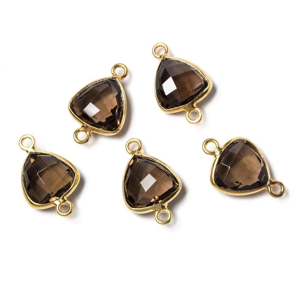 10x10mm Vermeil Bezeled Smoky Quartz trillion Connector 1 piece - Beadsofcambay.com