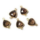 10x10mm Vermeil Bezeled Smoky Quartz trillion Connector 1 piece - Beadsofcambay.com