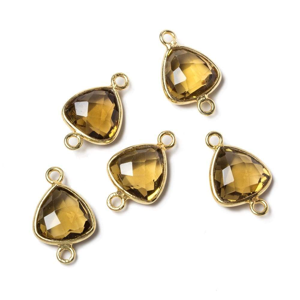 10x10mm Vermeil Bezeled Whiskey Quartz trillion Connector 1 piece - Beadsofcambay.com