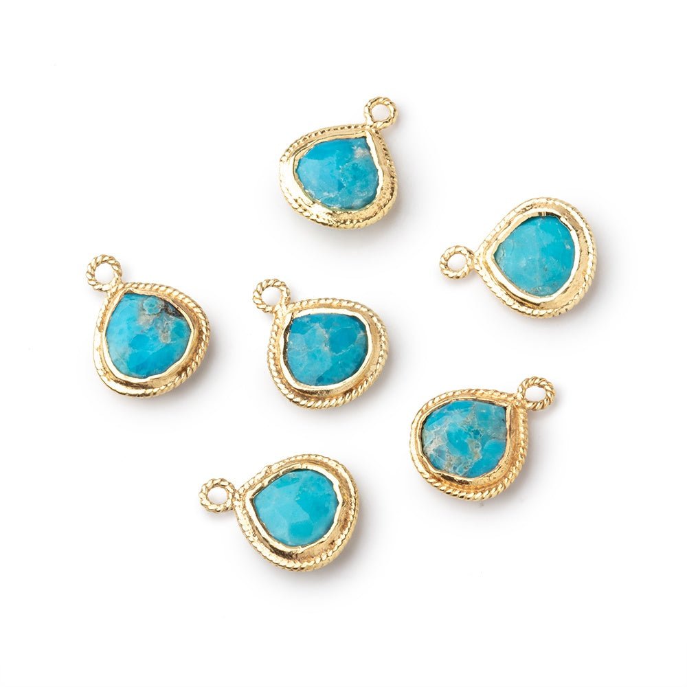 10x10mm Vermeil Twist Rope Bezel Turquoise Howlite Faceted Heart Pendant 1 piece - Beadsofcambay.com