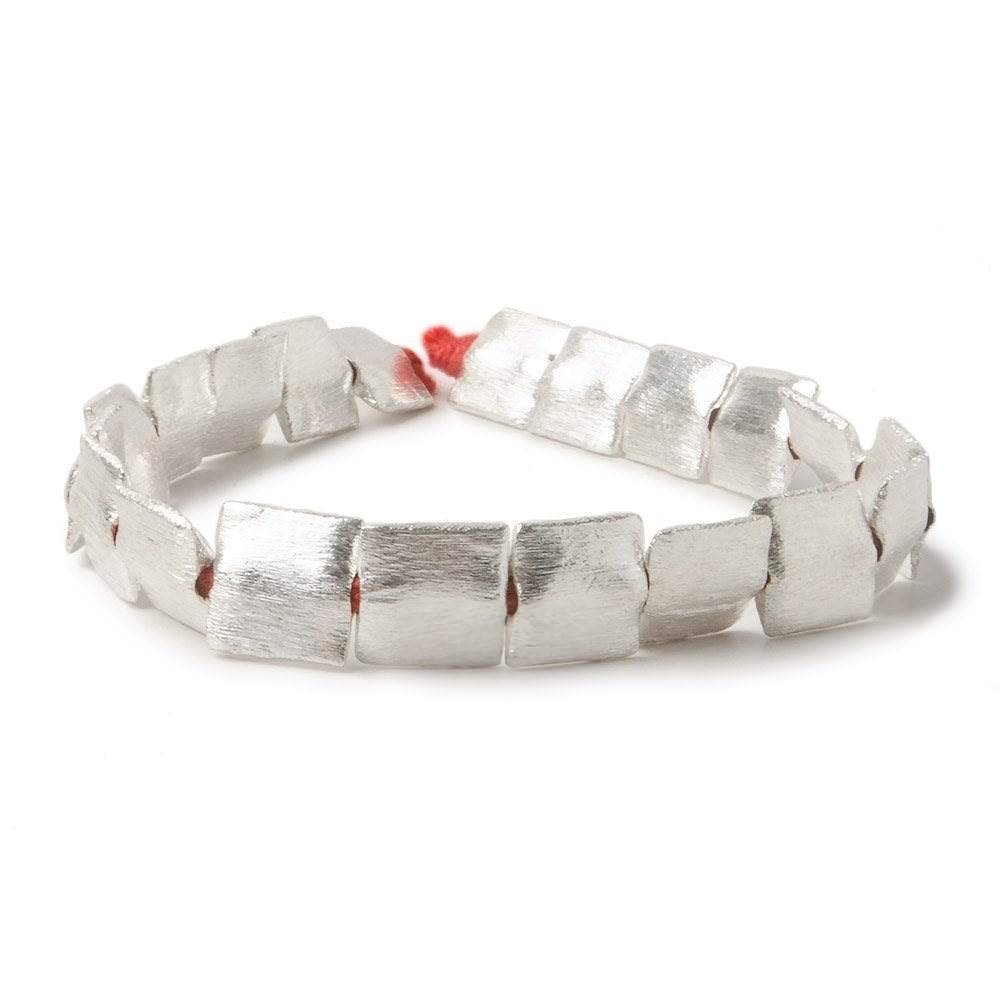10mm Silver Plated Brushed Square Beads 8 inch 20 pieces - Beadsofcambay.com