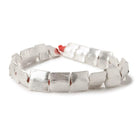 10mm Silver Plated Brushed Square Beads 8 inch 20 pieces - Beadsofcambay.com