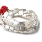 10mm Silver Plated Brushed Square Beads 8 inch 20 pieces - Beadsofcambay.com
