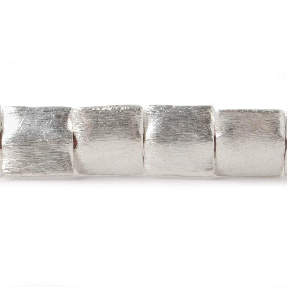 10mm Silver Plated Brushed Square Beads 8 inch 20 pieces - Beadsofcambay.com