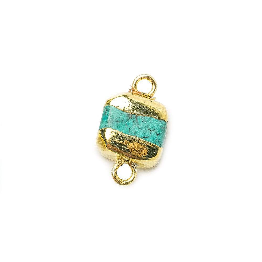 10x10x5mm Gold Leafed Imitation Turquoise plain square connector 1 piece - Beadsofcambay.com