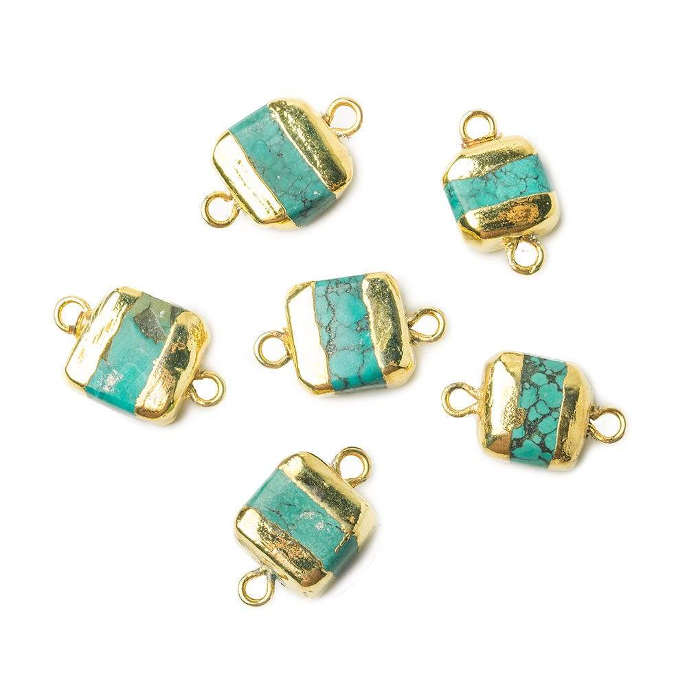 10x10x5mm Gold Leafed Imitation Turquoise plain square connector 1 piece - Beadsofcambay.com