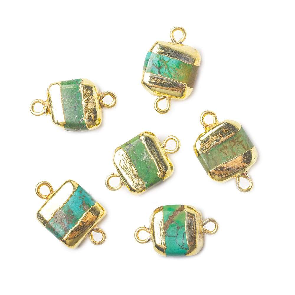 10x10x5mm Gold Leafed Imitation Turquoise plain square connector 1 piece - Beadsofcambay.com