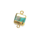 10x10x5mm Gold Leafed Imitation Turquoise plain square connector 1 piece - Beadsofcambay.com