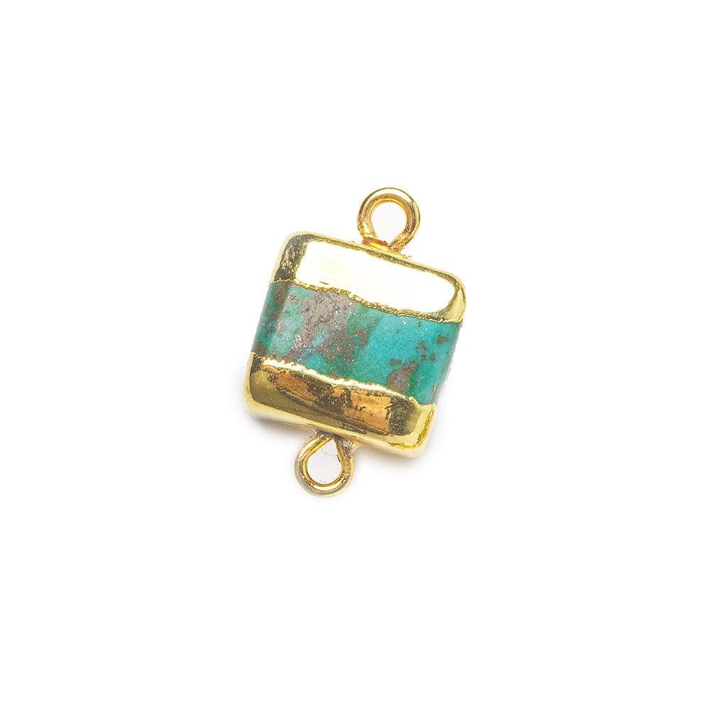 10x10x5mm Gold Leafed Imitation Turquoise plain square connector 1 piece - Beadsofcambay.com