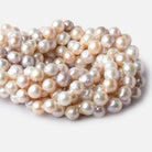 10x11-12x13mm Light Tri Color Baroque Freshwater Pearls 16 inch 33 pieces A grade - Beadsofcambay.com