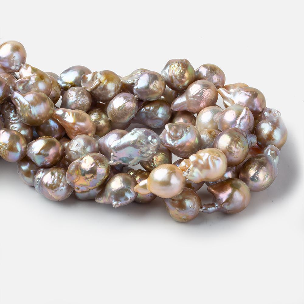 10x12-14x15mm Multi Color straight drill Ultra Baroque Freshwater Pearls 17 inch 23 pcs - Beadsofcambay.com