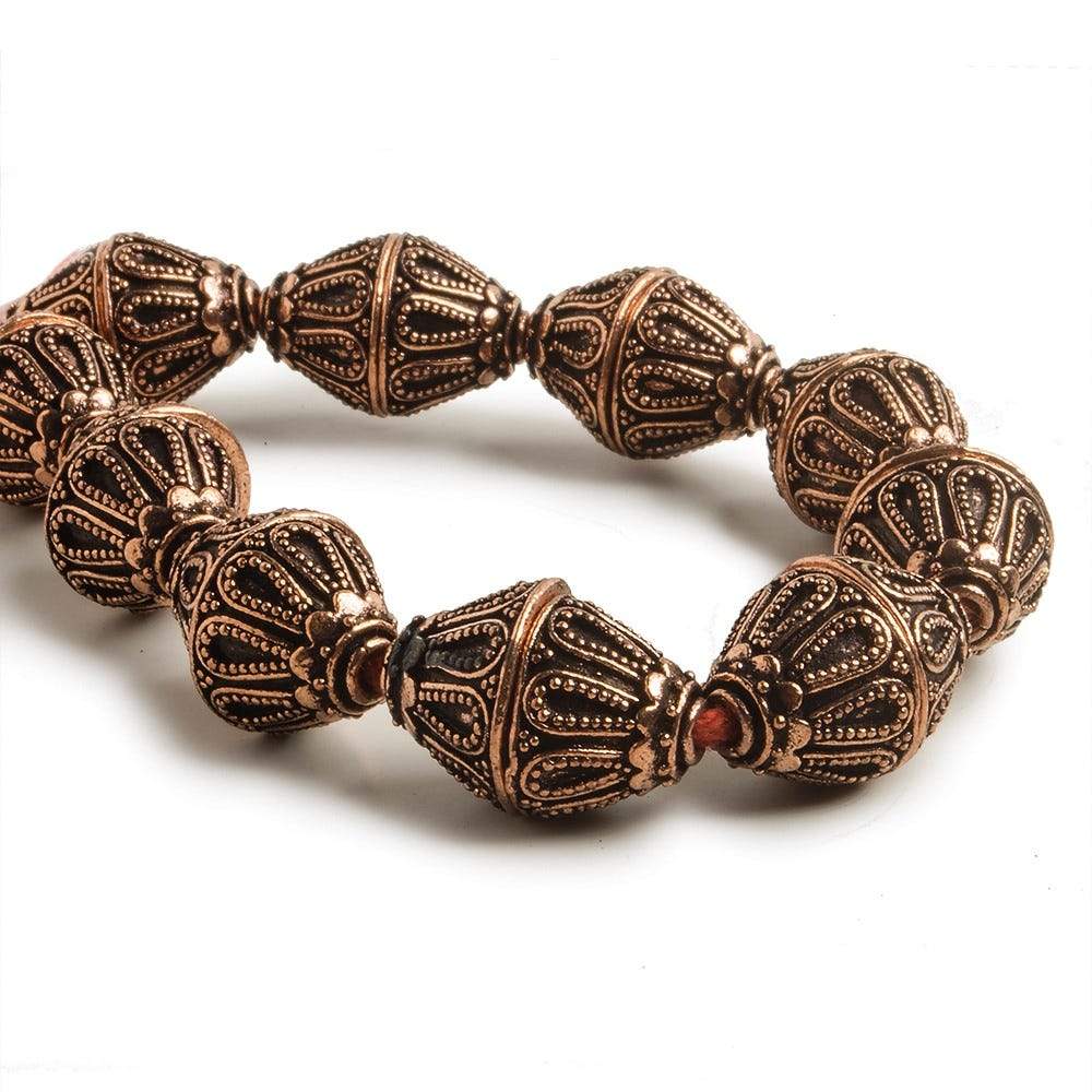 10x14mm Antiqued Copper Miligrain Design Bead Cap 8 inch 20 pieces - Beadsofcambay.com