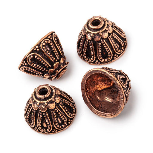 10x14mm Antiqued Copper Miligrain Design Bead Cap Set of 4 pieces - Beadsofcambay.com