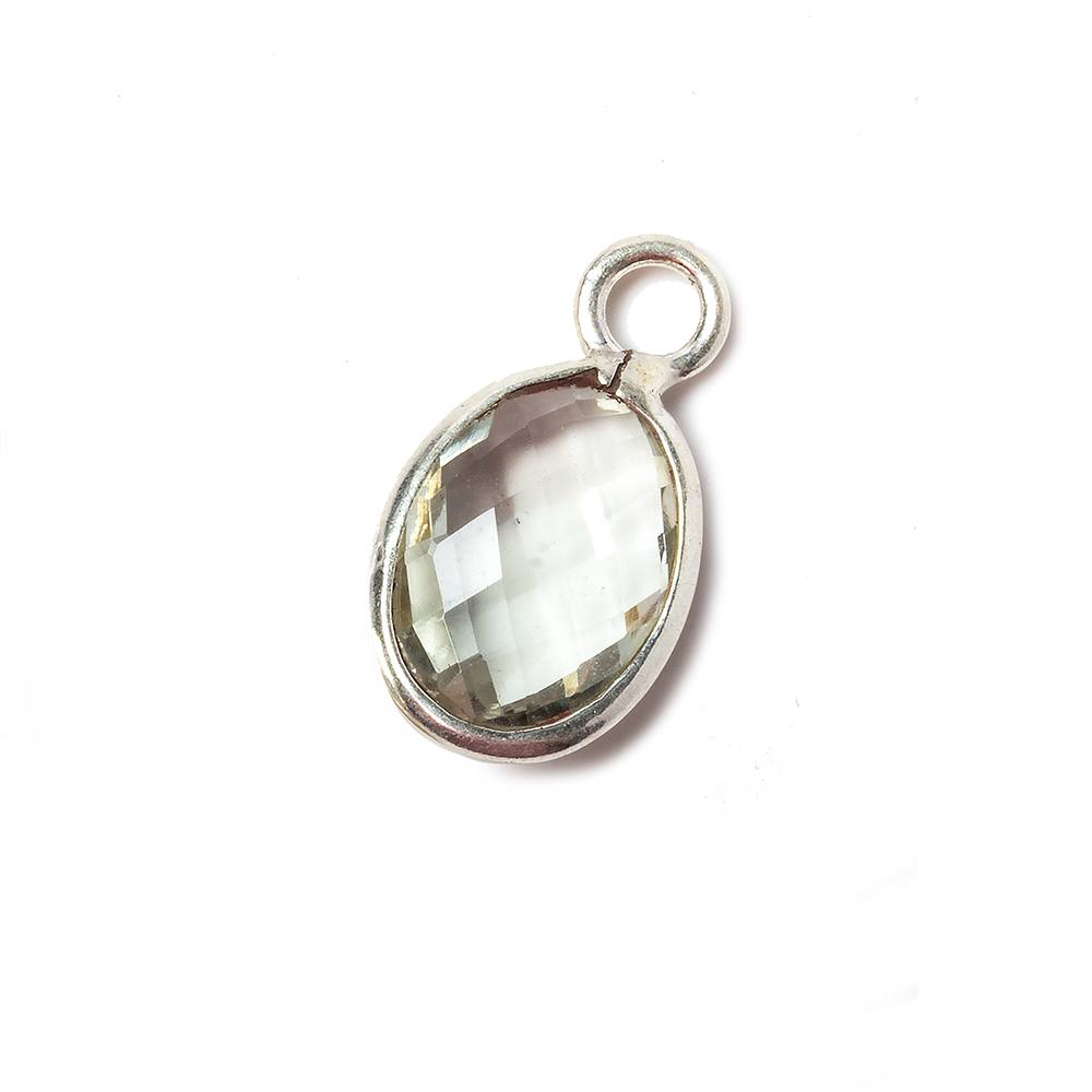 10x14mm Prasiolite Faceted Oval Silver Pendant - Beadsofcambay.com