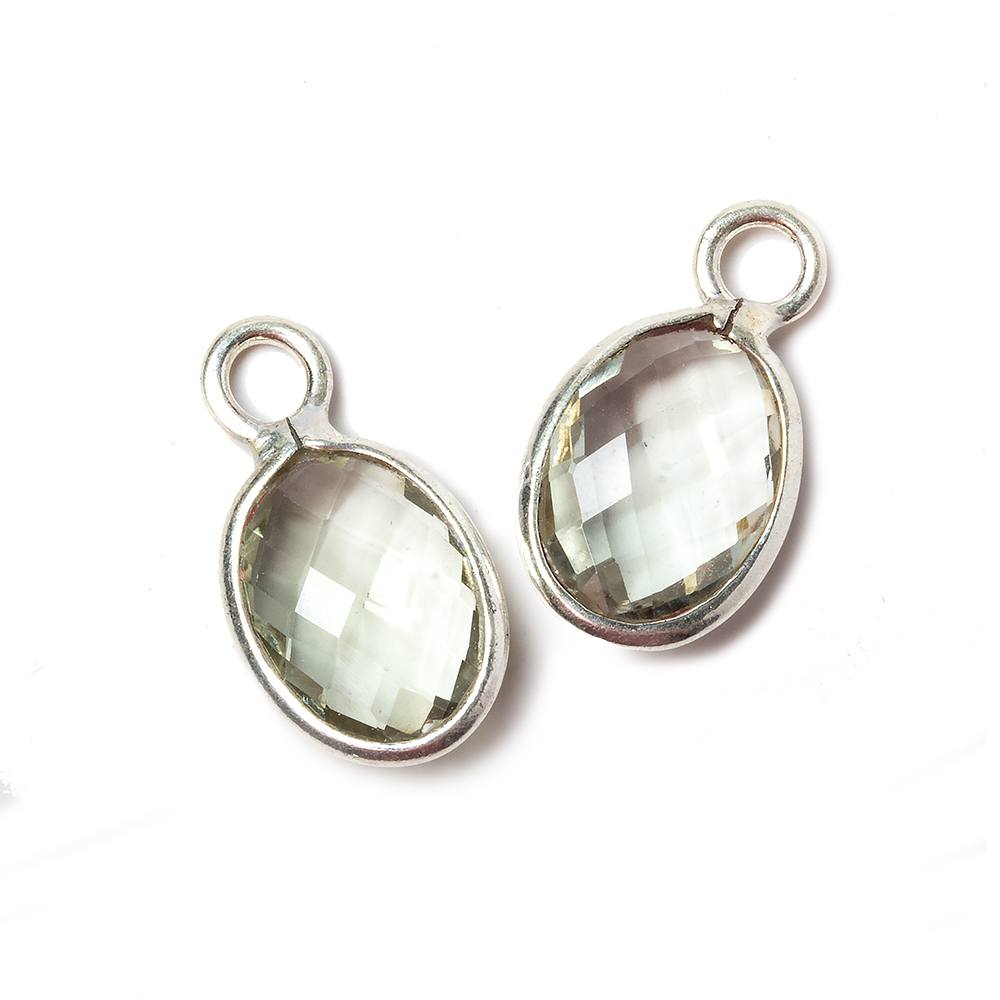 10x14mm Prasiolite Faceted Oval Silver Pendant - Beadsofcambay.com