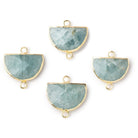 10x15mm Gold Leafed Aquamarine Faceted Half Moon Focal Connector 1 piece - Beadsofcambay.com