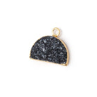 10x15mm Gold Leafed Black Drusy Half Moon Focal Pendant 1 piece - Beadsofcambay.com