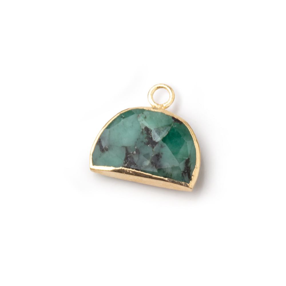 10x15mm Gold Leafed Emerald Faceted Half Moon Focal Pendant 1 piece - Beadsofcambay.com