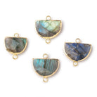 10x15mm Gold Leafed Labradorite Faceted Half Moon Focal Connector 1 piece - Beadsofcambay.com