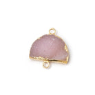 10x15mm Gold Leafed Pink Drusy Half Moon Focal Connector 1 piece - Beadsofcambay.com