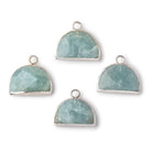 10x15mm Silver Leafed Aquamarine Faceted Half Moon Focal Pendant 1 piece - Beadsofcambay.com