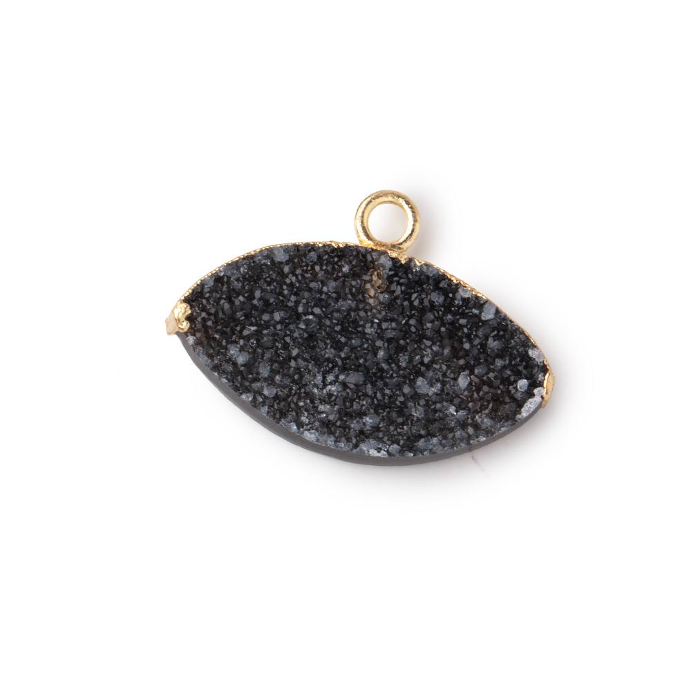 10x19mm Gold Leafed Black Drusy Marquise Focal Pendant 1 piece - Beadsofcambay.com