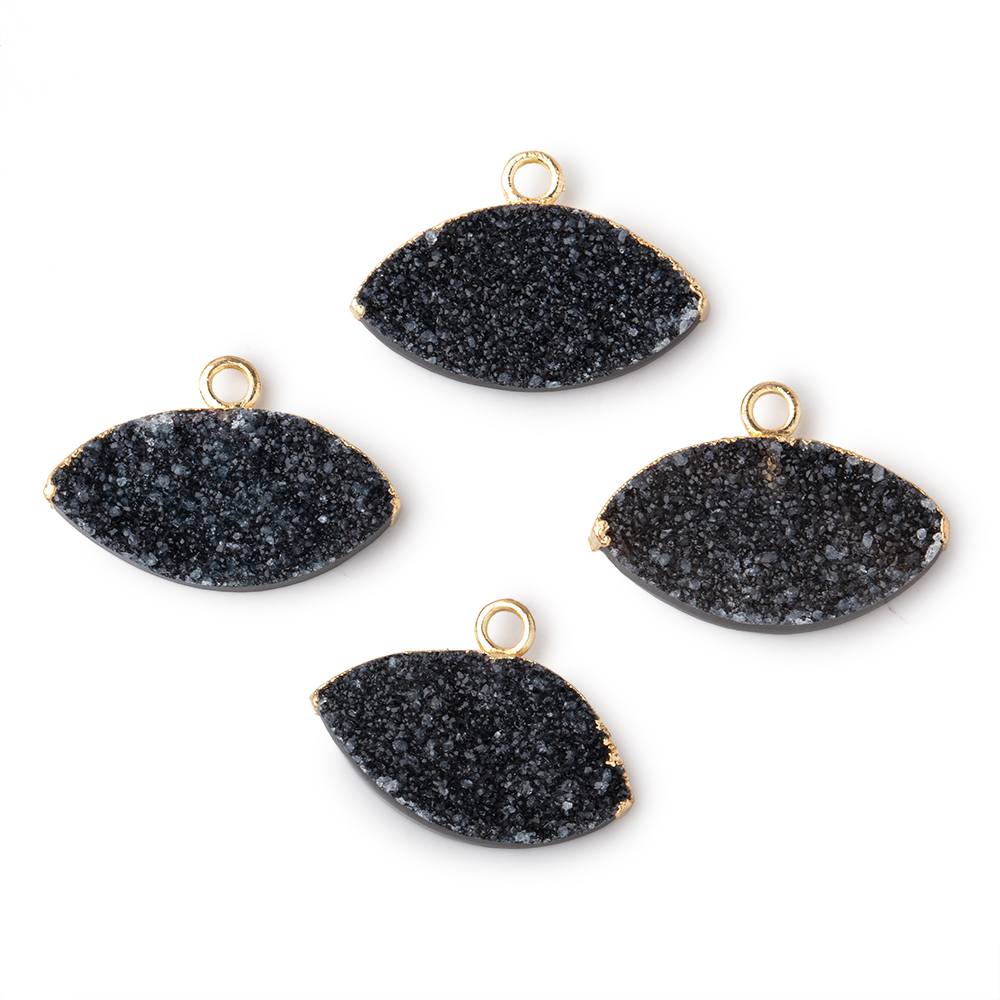10x19mm Gold Leafed Black Drusy Marquise Focal Pendant 1 piece - Beadsofcambay.com