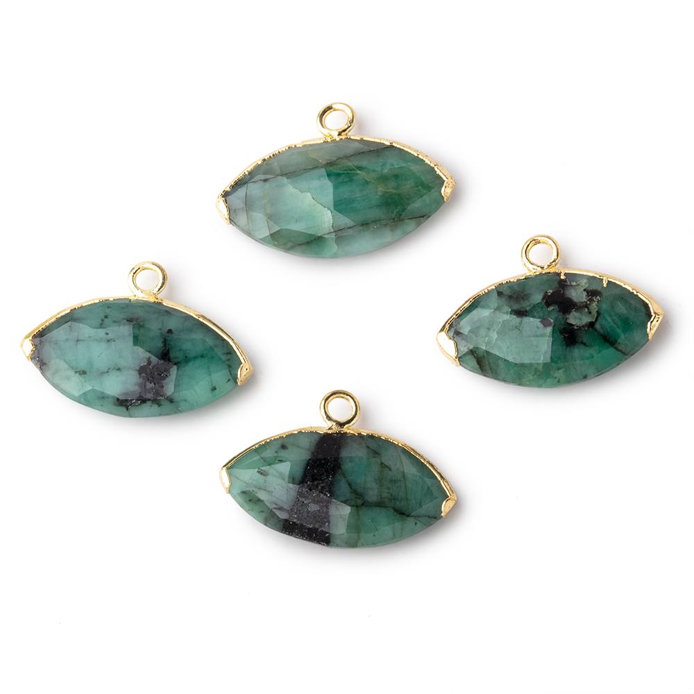10x19mm Gold Leafed Emerald Faceted Marquise Focal Pendant 1 piece - Beadsofcambay.com