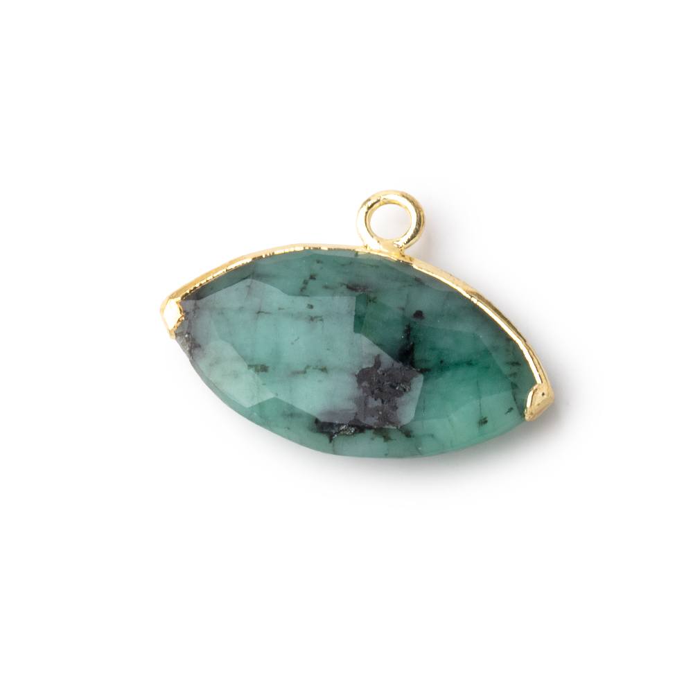 10x19mm Gold Leafed Emerald Faceted Marquise Focal Pendant 1 piece - Beadsofcambay.com