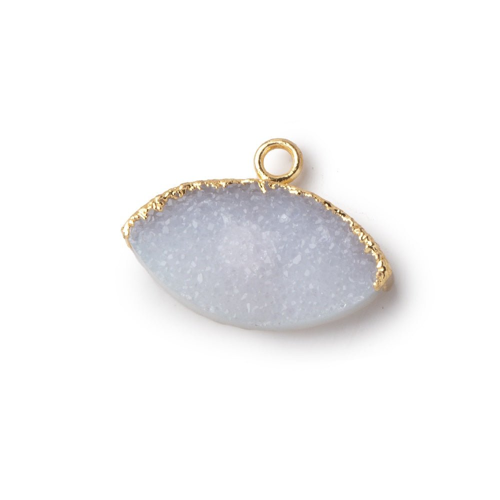 10x19mm Gold Leafed White Drusy Marquise Focal Pendant 1 piece - Beadsofcambay.com