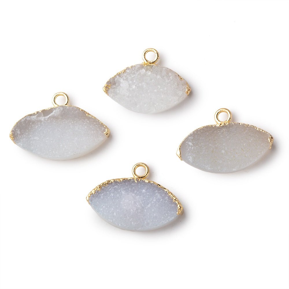 10x19mm Gold Leafed White Drusy Marquise Focal Pendant 1 piece - Beadsofcambay.com