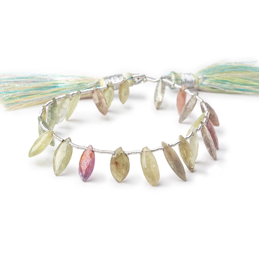 10x4-14x6mm Multi Color Sapphire Faceted Marquise Beads 7 inch 22 pieces - Beadsofcambay.com