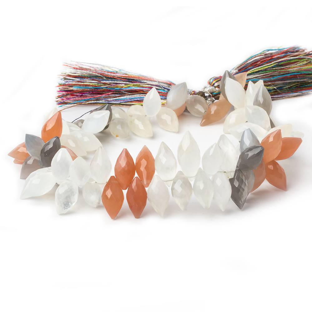 10x5-12x6mm Multi Color Moonstone faceted marquise 8 inch 74 beads AA - Beadsofcambay.com