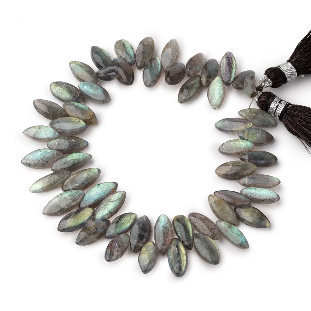 10x5-14x6mm Labradorite Plain Marquise Beads 8 inch 52 pieces - Beadsofcambay.com